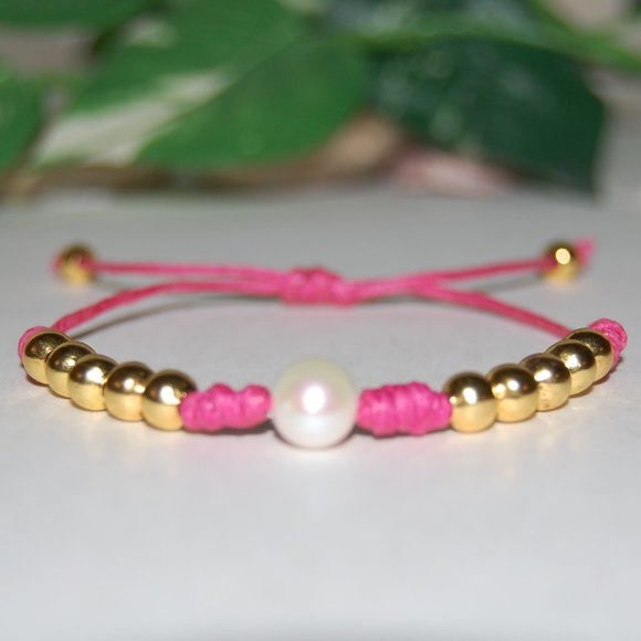 Pearl Bracelet,Pearl Drawstring Bracelet,Good Luck Bracelet,Fresh Water Pearl - Picture 1 of 3